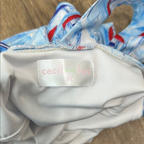 Cecil and Lou,Kids Sailboat Print Swimsuit - Blue and Red - Picture 11 of 11
